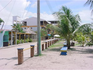 Looking Down the Boardwalk in Tela Honduras