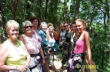 Roatan Honduras  Ladies Smiling at  the West Bay Canopy